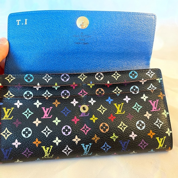 💙 Authentic Louis Vuitton multicolor Long Sarah Wallet - Picture 6 of 10